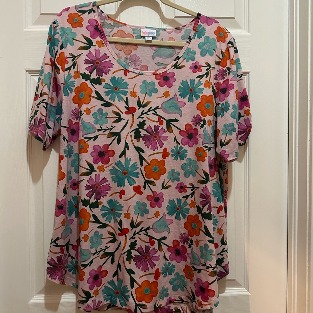 LuLaRoe Floral Blouse - Pink, Orange, Teal